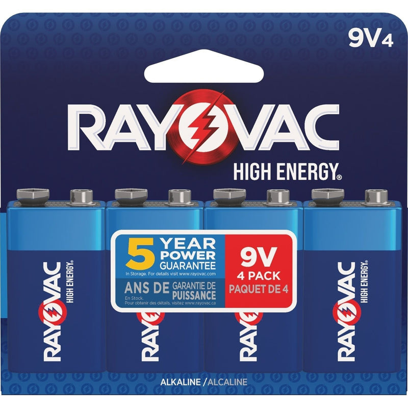 HIGH ENERGY 9V/9 Volt Alkaline Batteries, Long Lasting, All Purpose, 4-pk Q1F7