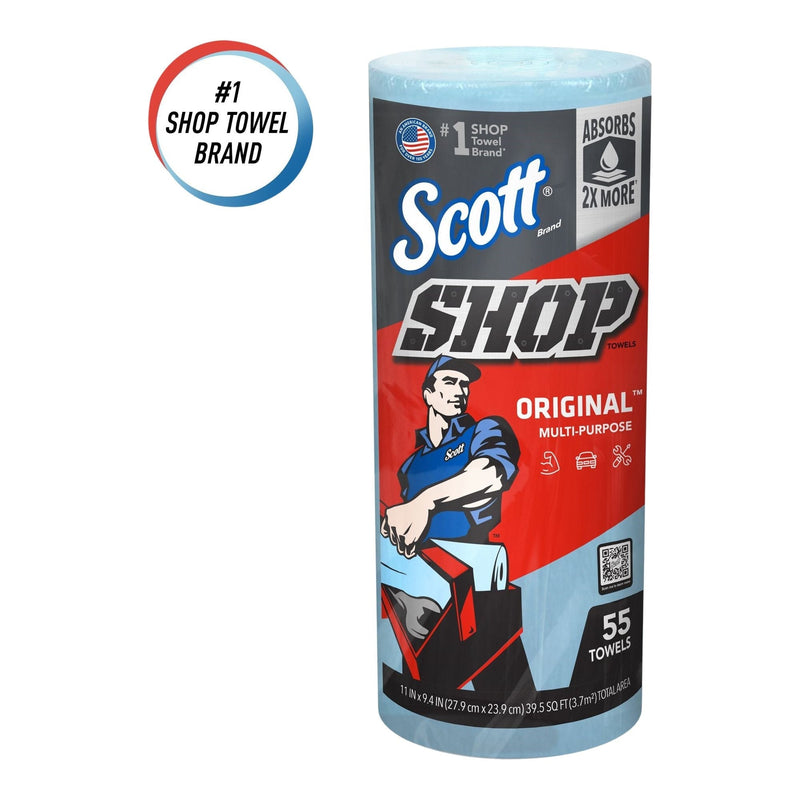 Multi-Purpose Shop Paper Towels, 11" x 9.4", Blue, 55-pk J4J7