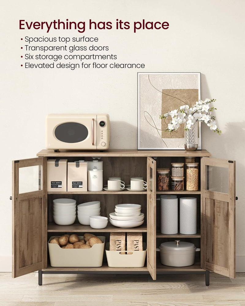 Home Industrial Camel Brown/Black Buffet Cabinet J9O3