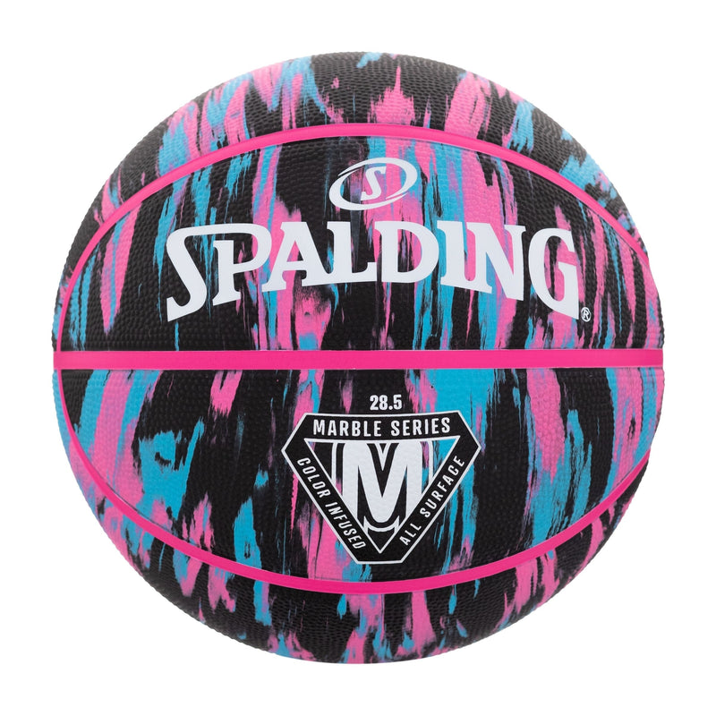 Marble Series 4Her Outdoor Rubber Basketball, Size 6 (28.5-in), Black/Pink A8G0
