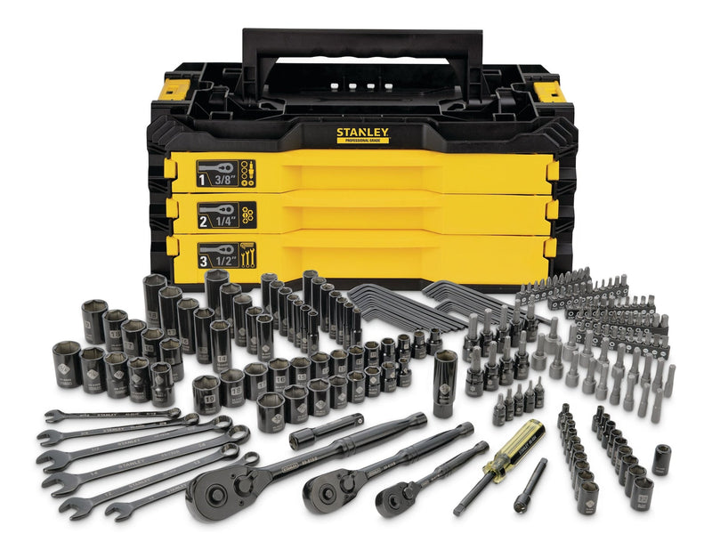 Professional Grade Black Chrome Socket Set, SAE/Metric, 203-pc K4L1