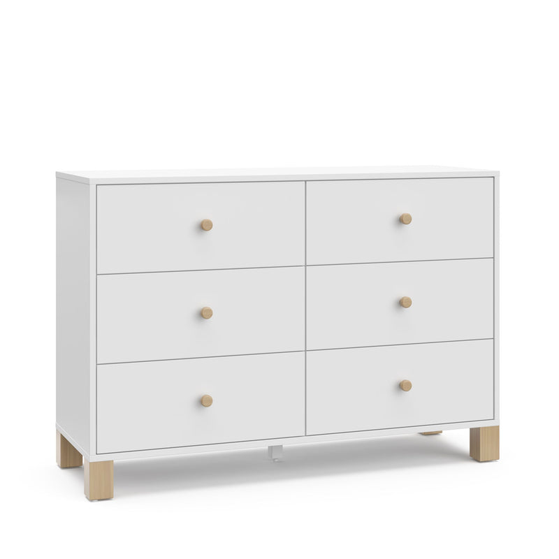 California 6-Drawer White/Driftwood Double Dresser/Chest L4Y2