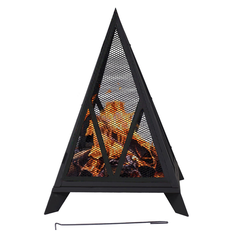 Decor Majestic Pyramid Steel Fire Pit, Black E2A2