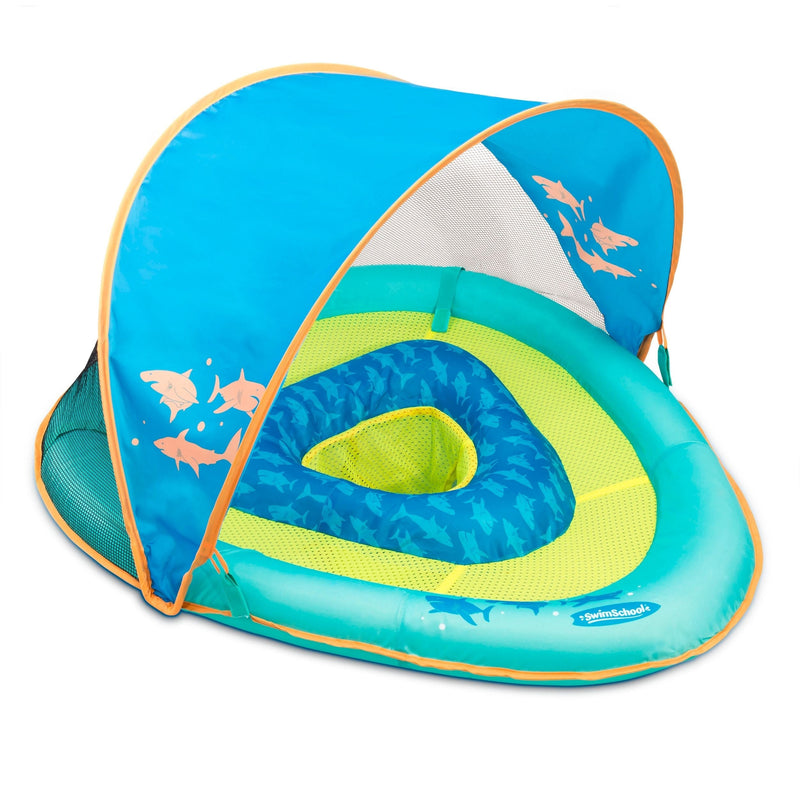 Grow-with-Me Inflatable UV-Protected Baby Swim Float/Boat with Canopy, Blue, Ages 6-24 months Z4Y0