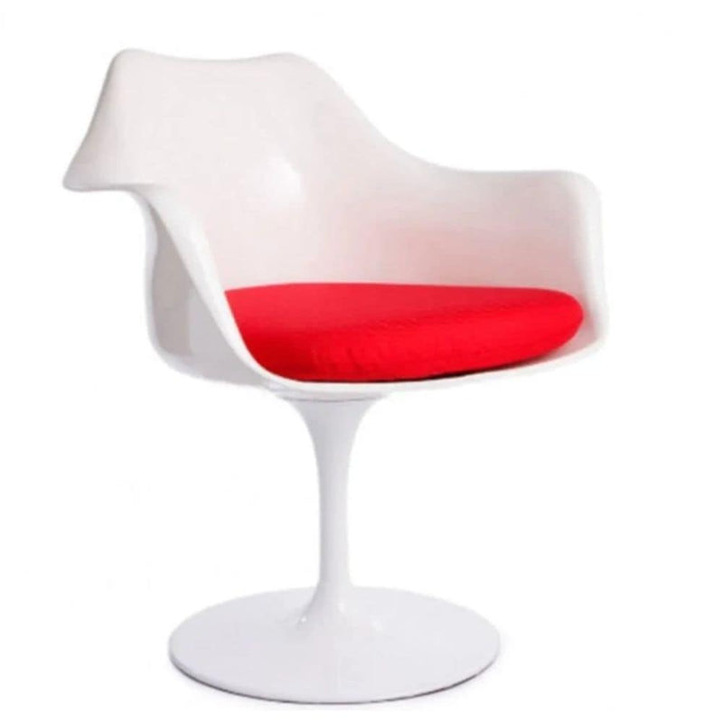 Me Home Tulip Chair with Arm, Fiberglass, Red W6Z2