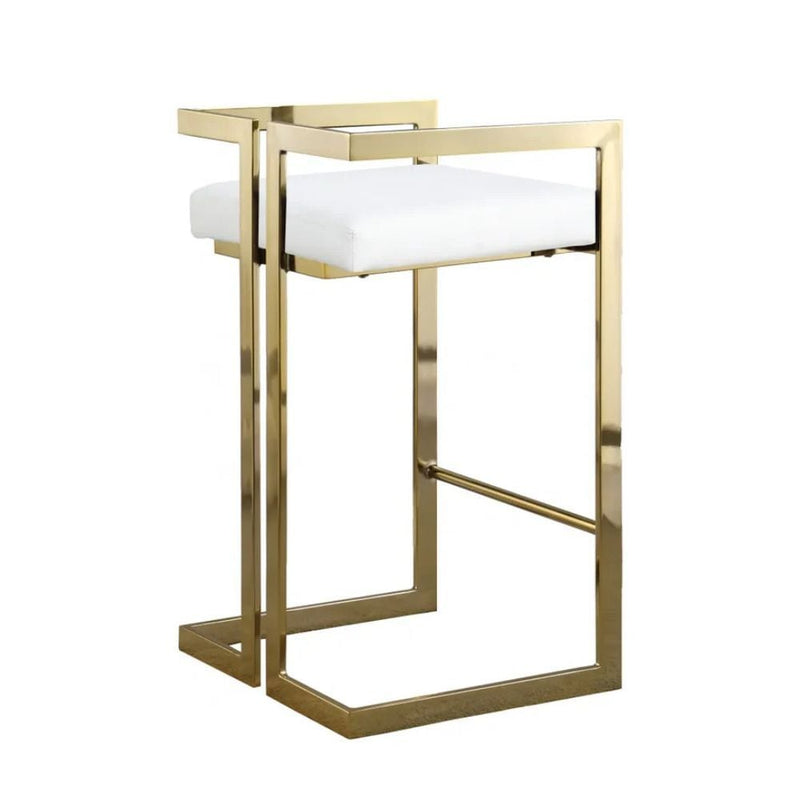 Me Home White Cushioned Harvey Stool with Gold Frame S3I3