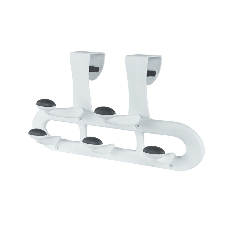 Plastic 5-Hook Over the Door Hook, White, 13-in R4Y6