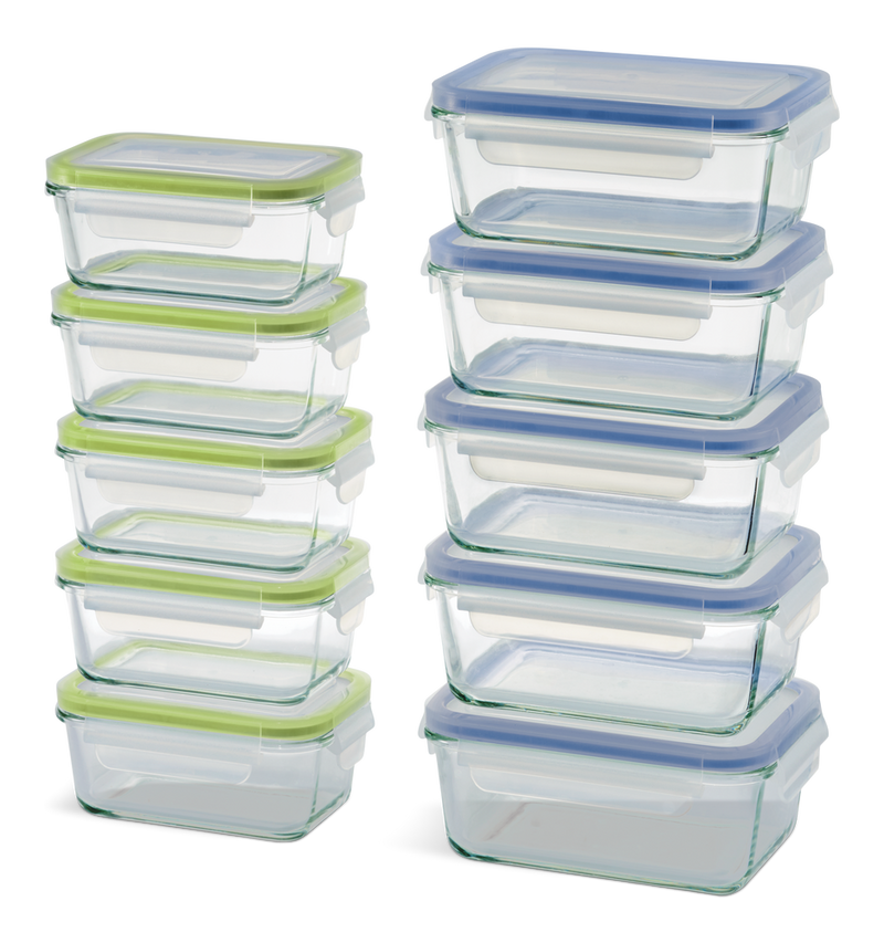 Glass Clip Lid Food Storage Container Set with Leakproof Lids, 10-pk, with Lids Y6T8