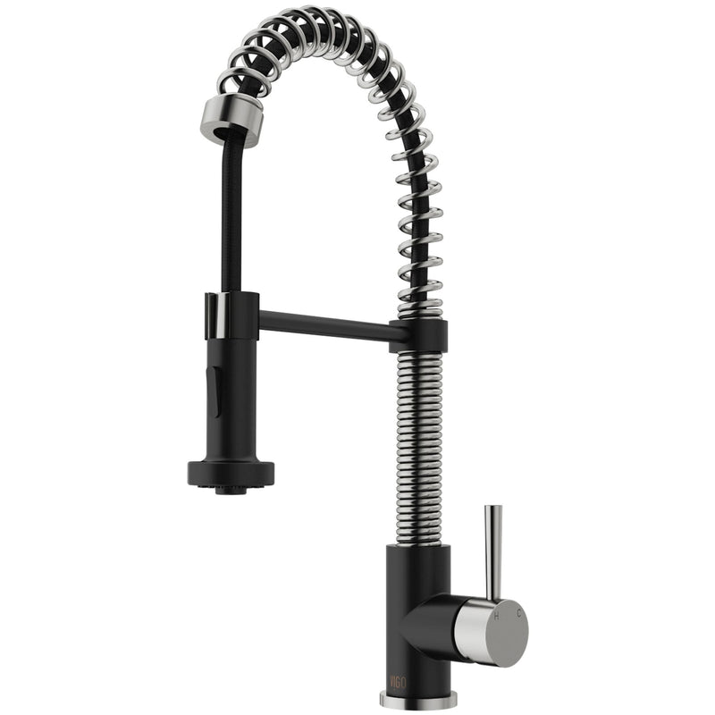 Edison Single Handle Pull Down Kitchen Faucet, Stainless Steel/Matte Black B2M7