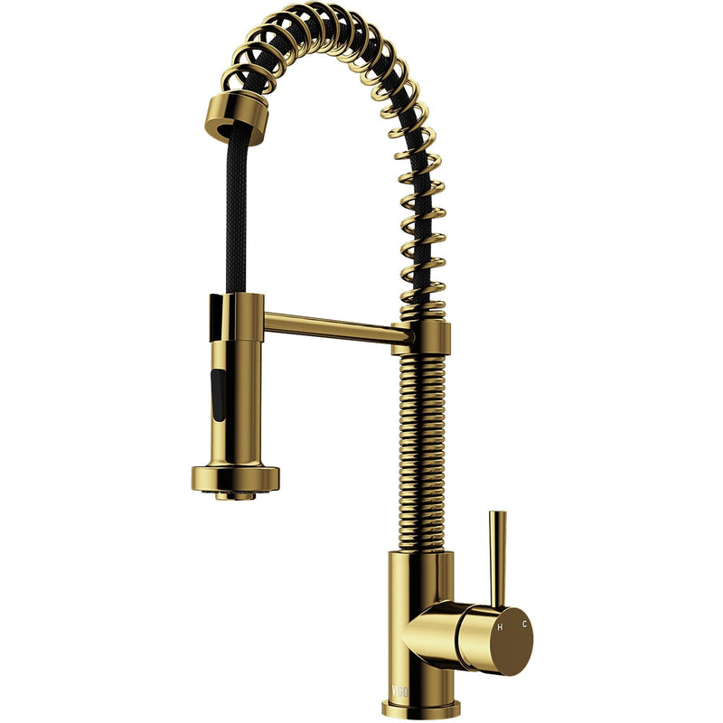 Edison Single Handle Pull Down Sprayer Kitchen Faucet, Matte Gold E3G2