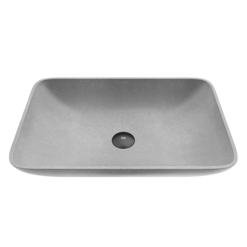 Lorca Gothic ConcretoStone 22x15-in Deep Grey Bathroom Sink/Basin with Rectangular Vessel K8B1