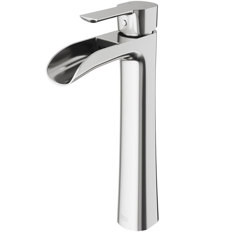 Niko Single Handle Vessel Sink Bathroom Faucet with Deck Plate, Brushed Nickel X2Z0