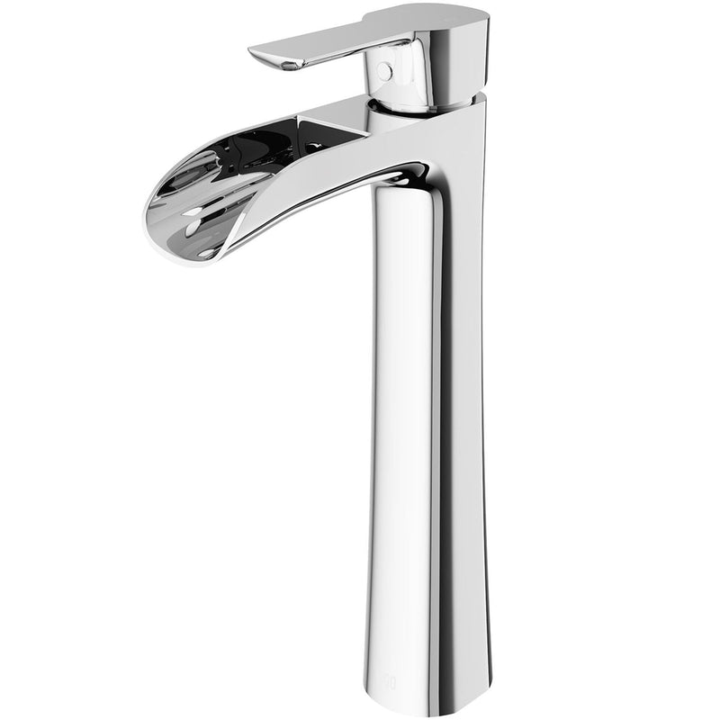 Niko Single Handle Vessel Sink Bathroom Faucet with Deck Plate, Chrome V2L2