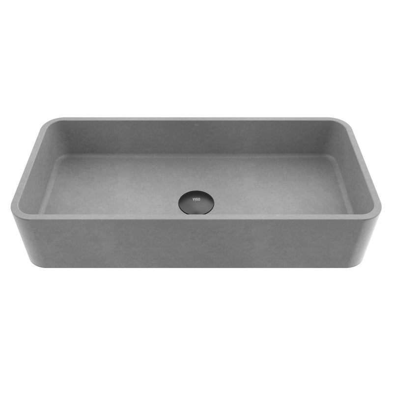 Palazzo Gothic ConcretoStone 24x11-in Deep Grey Bathroom Sink/Basin with Rectangular Vessel F3F9