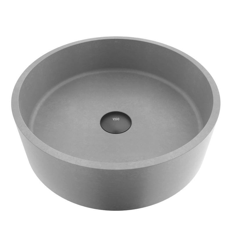 Palermo Gothic ConcretoStone 15x15-in Deep Grey Bathroom Sink/Basin with Round Vessel P3B9