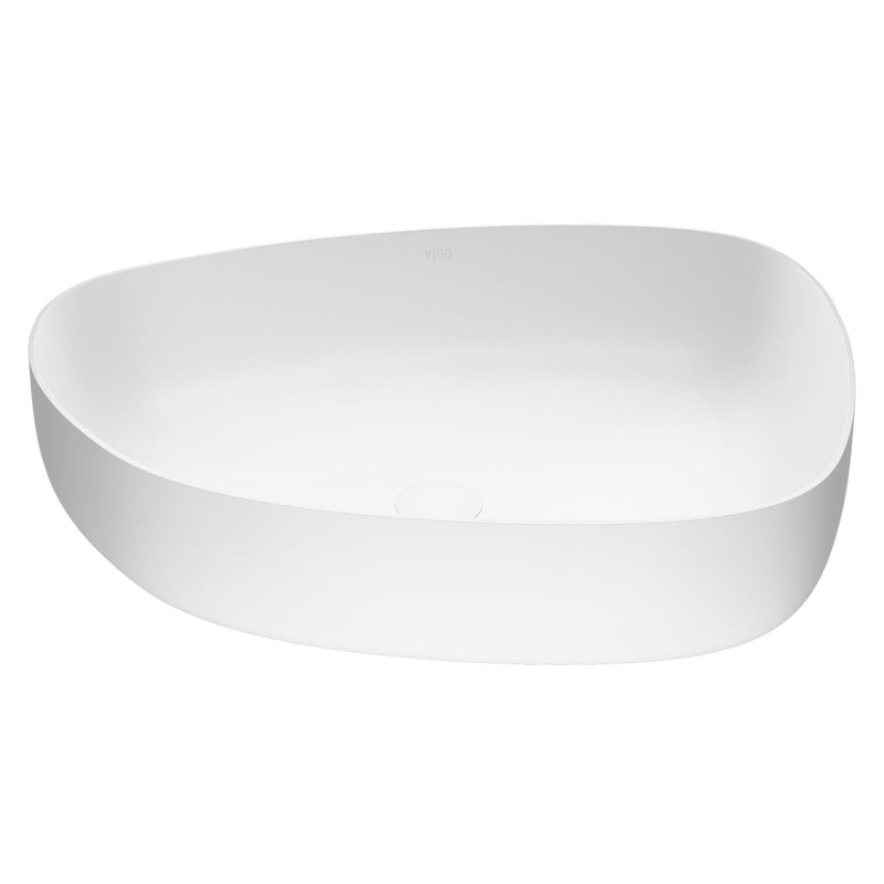 Peony Matte Stone Novelty Composite Vessel Bathroom Sink/Basin with Deep Bowl, White T6Q0