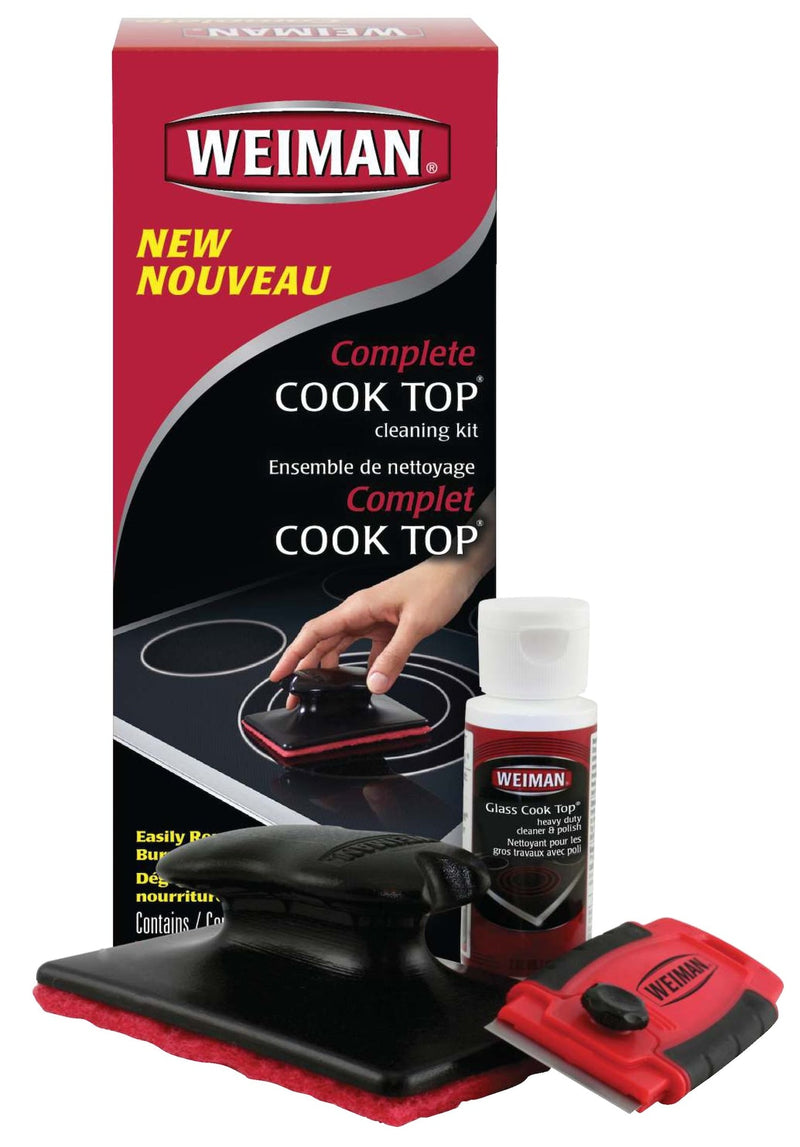 Complete Glass Cooktop Cleaning Kit, 3-pc, Include Scrub Pad, Scraper and Cleaning Solution N1F2