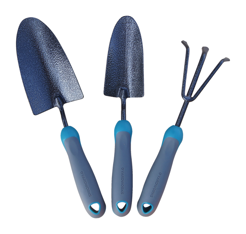 Carbon-Steel Garden Tool Set with Rubber Handles, Hammertone Finish, 3-pc Y5D7